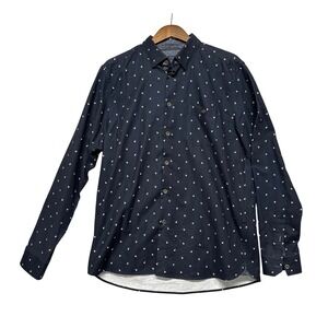 Ted‎ Baker London Mens Sz 6 2XL Blue Monkey Print Cotton Button Up Shirt Preppy